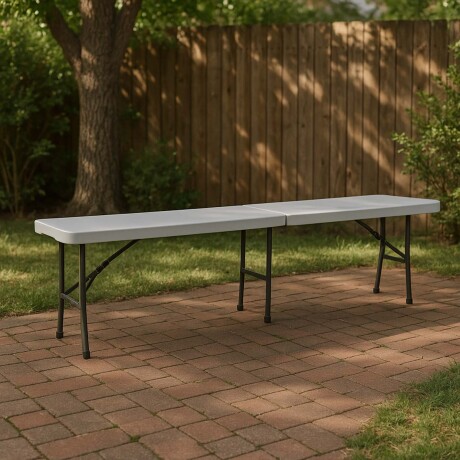 BANCO PLEGABLE POLIETILENO-Y-METAL BLANCO BAGAN