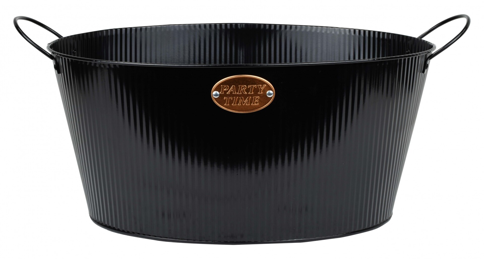 Balde de metal negro con asas para botellas 37x29x18cm 
