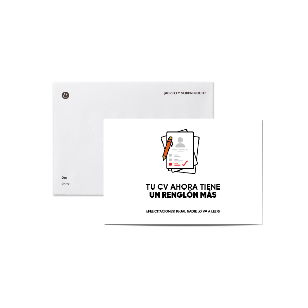Tarjeta smile con sobre "Un renglon mas" 