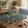 Combo Juntada Jarra Labrada Line Azul Y Set de 12 Vasos labrado Line Azul Combo Juntada Jarra Labrada Line Azul Y Set de 12 Vasos labrado Line Azul