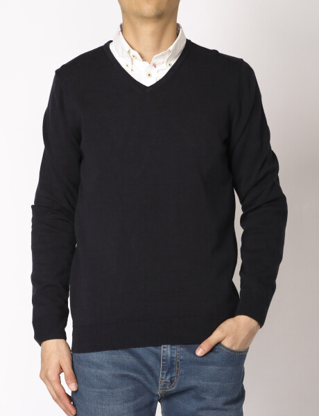 Sweater Escote En V Harrington Label Azul