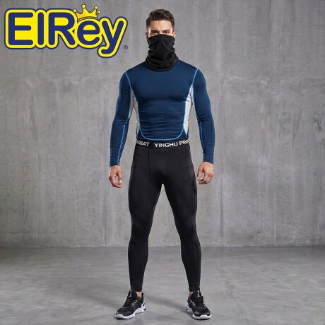 Conjunto Deportivo Termico X6 Psc Remera Calza Short Azul