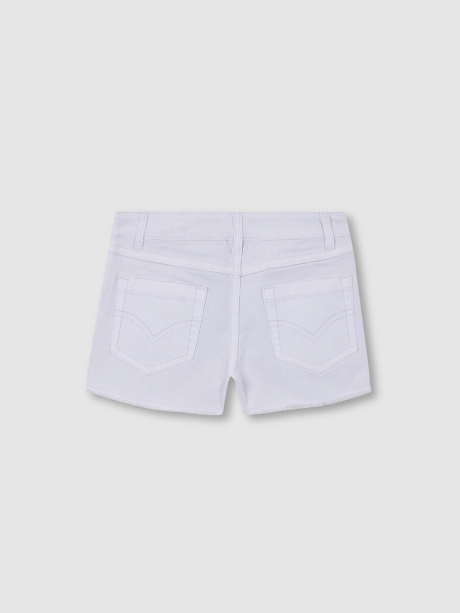 Pantalon Corto Con Flecos Blanco