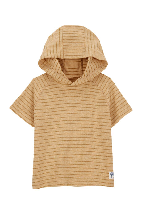 Remera de algodón, con capucha, diseño a rayas Sin color