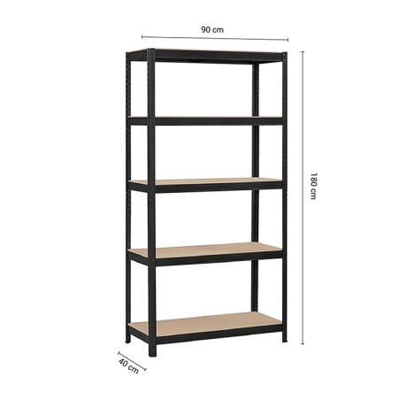 Estanteria Metalica con Estantes en MDF Estanteria Metalica con Estantes en MDF Negra 180x90x40 cm