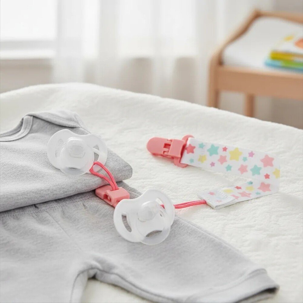 Set x2 clip para chupete BUBA estrella rosa
