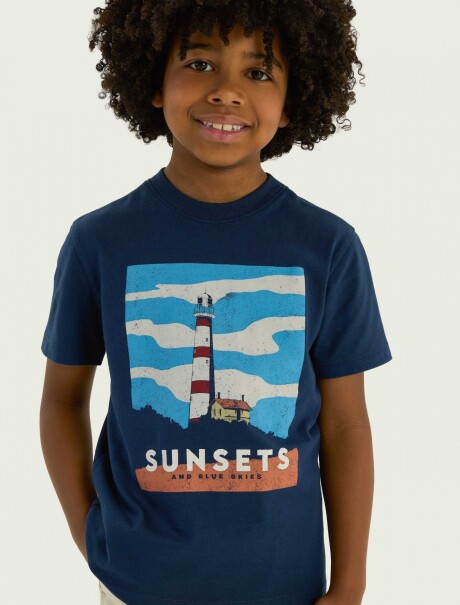 CAMISETA INFANTIL CON ESTAMPA AZUL