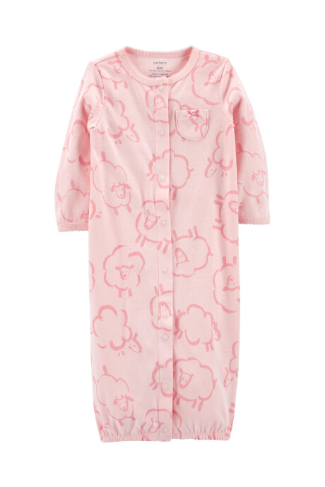 Pijama convertidor de algodón con medias y gorro, rosado, diseño ovejas Sin color