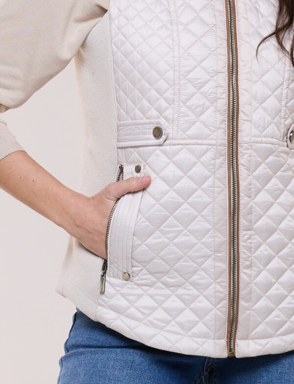 Chaleco Abrigo Ribete BEIGE CLARO