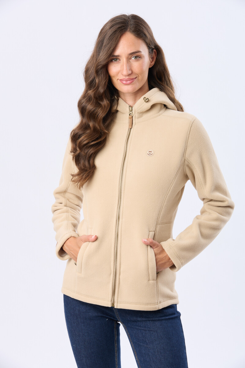 CAMPERA POLAR CON CAPUCHA - Beige 