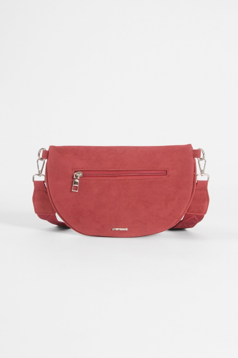 Riñonera suede con tachas rojo