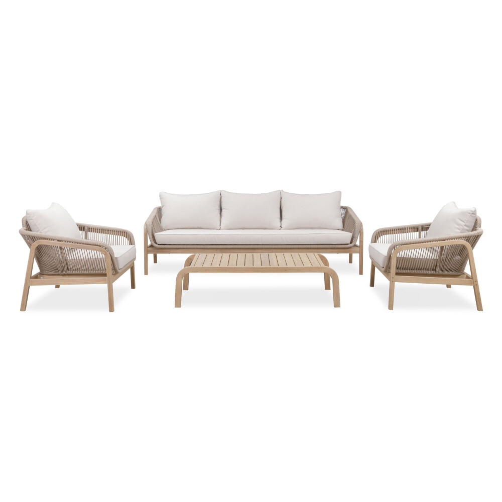 SET DE LIVING MADERA-ACACIA NATURAL-BEIGE CAMEO