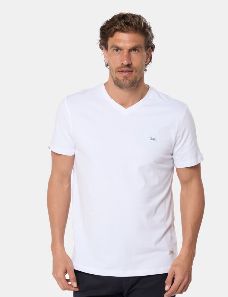REMERA LISA ESCOTE V Blanco