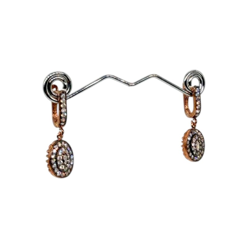 Caravanas Ovalo Vintage-Plata rodinada 925 con micra de oro 18k-Piedra Zirconia-CA2044 conpiedra