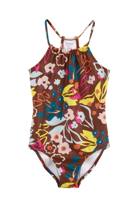 Malla de baño una pieza, con protección UPF 50+, diseño floral Sin color