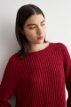 Sweater cinta ruedo curvo carmesí