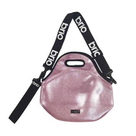 Lunchera Neopreno brio big bro Metalizada Con Correa Ajustable Rosa metalizada y negra