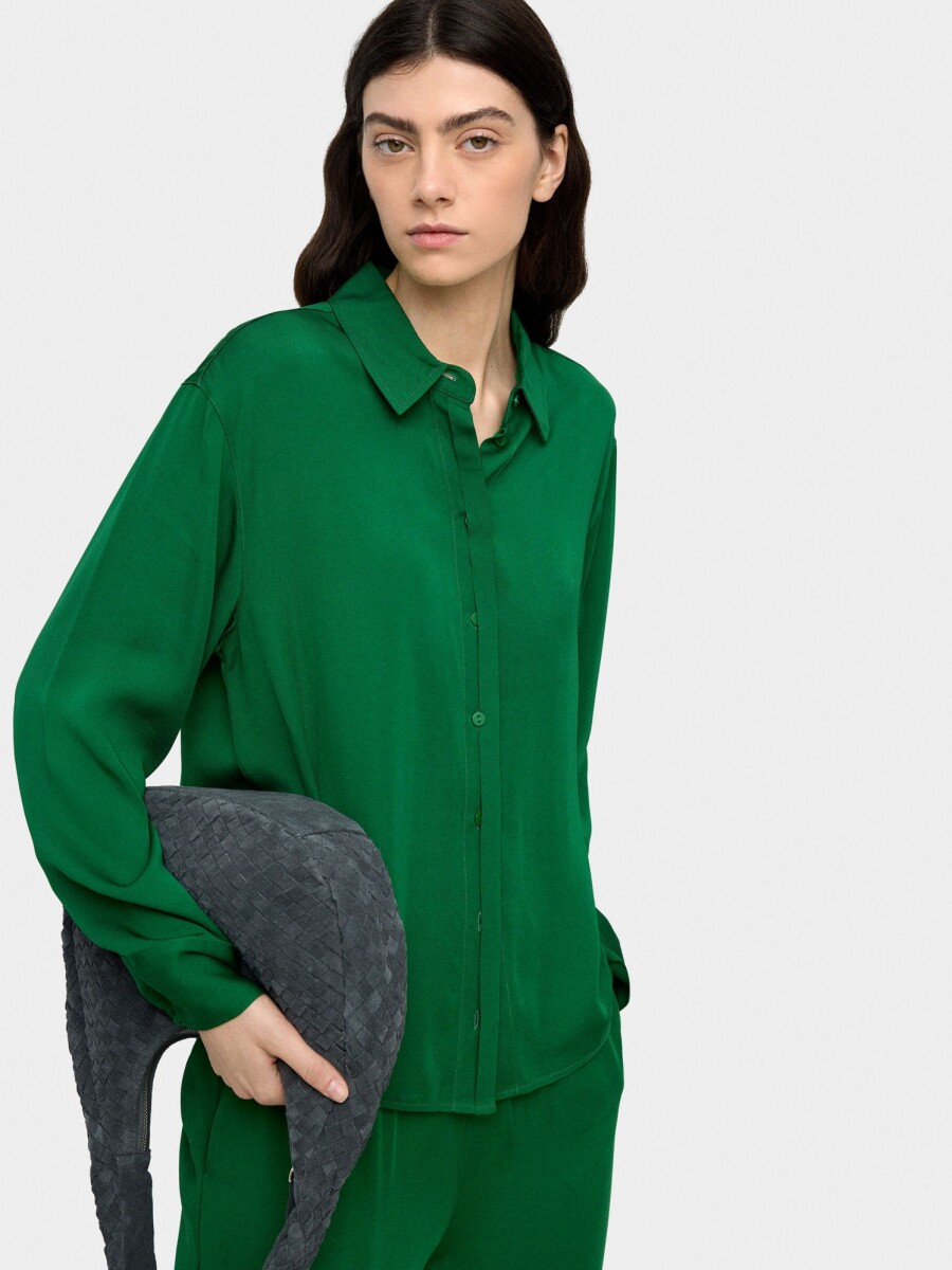 Camisa Fluida De Manga Larga verde
