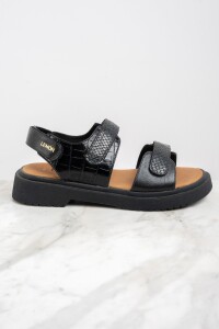 Sandalia Cuero Combinada Negro