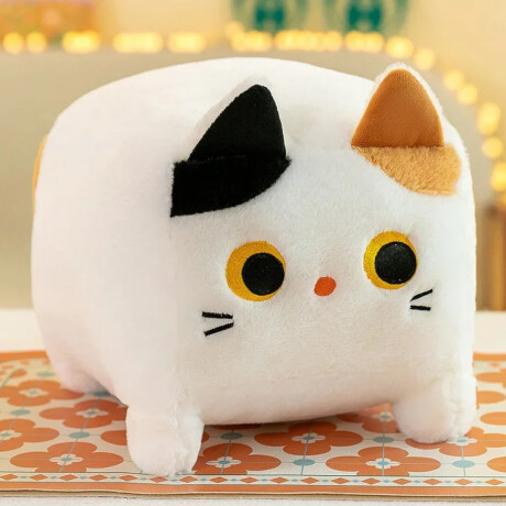 Peluche De Gatito Cuadrado Blanco