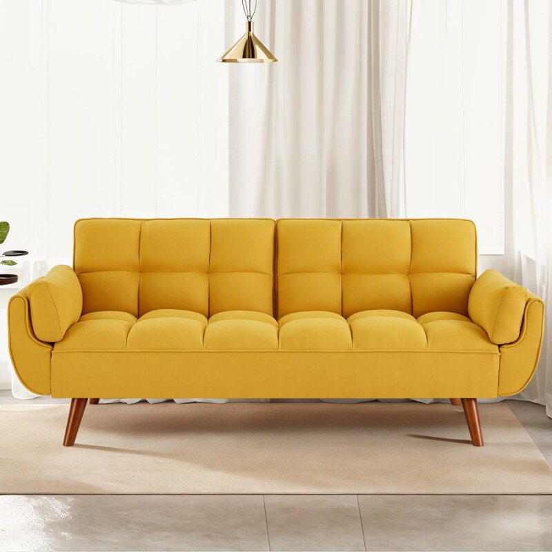 Sillon Sofa Cama 3 Cuerpos Frida Amarillo