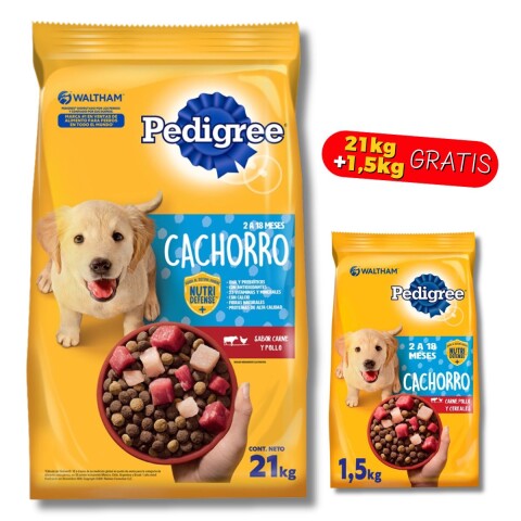 PEDIGREE PERROS CACHORROS 21 + 1,5 KG GRATIS