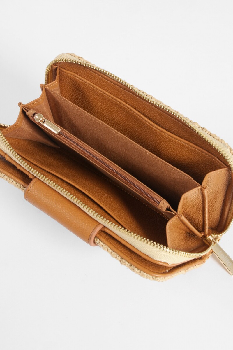 Billetera rafia beige