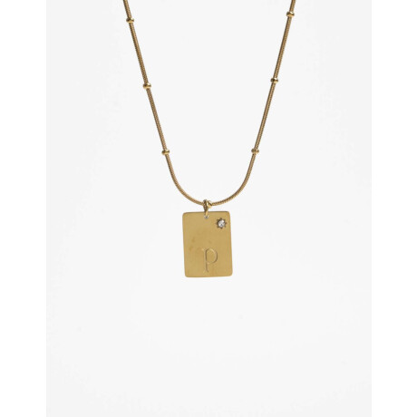 Cadena Corta Dije ''p'' Acero Dorado