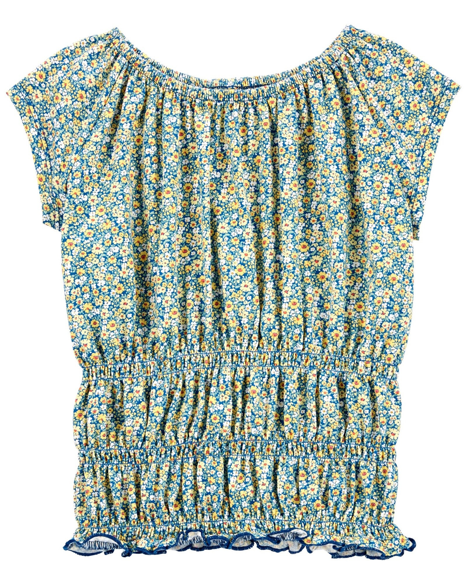 Blusa de jersey fruncido diseño floral Sin color