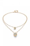 COLGANTE DE ALEACION DE METALES BAÑADO EN ORO 18K CON DOBLE CADENA Y TRIÁNGULO DE CRISTAL MULTICOLOR Colgante