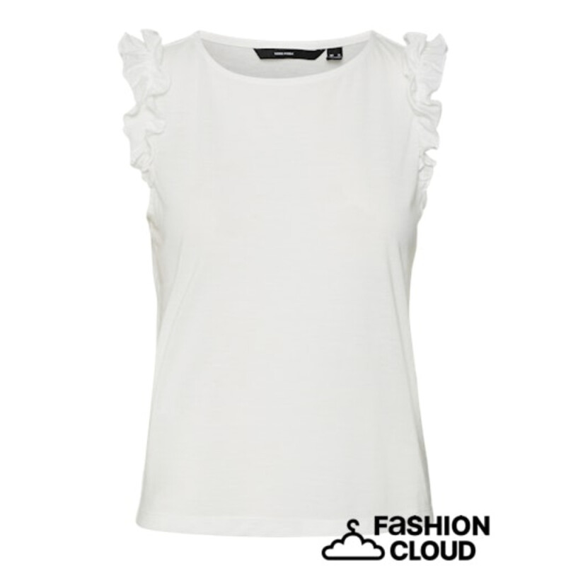 VMSPICY SL FRILL TOP JRS SNOW WHITE