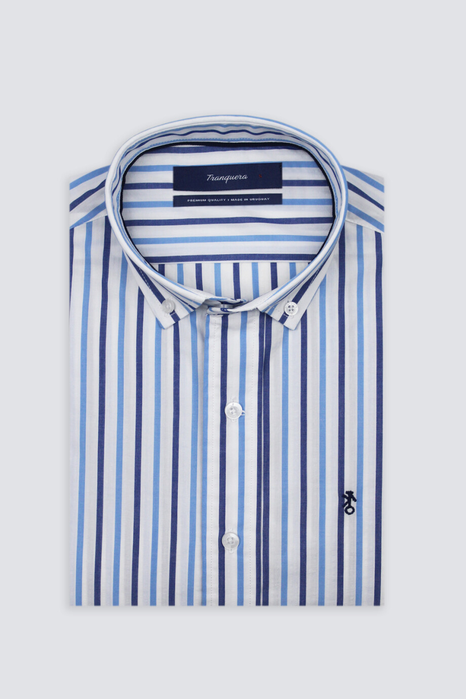 Camisa de Hombre Premium Rayada Raya Azul y Celeste