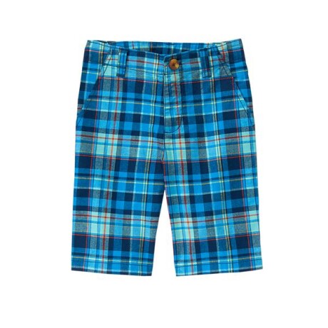 Short bermuda con bolsillos a cuadros turquesa