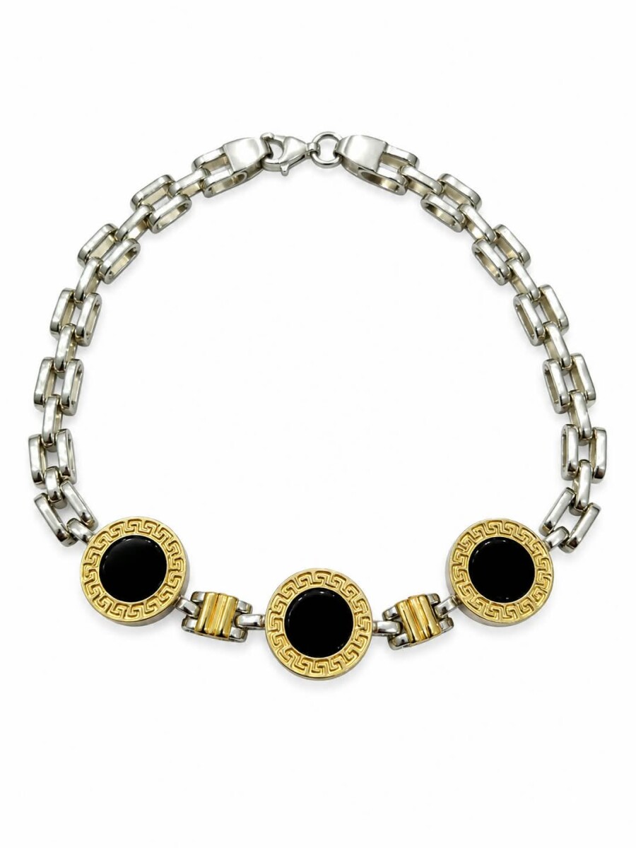 Pulsera con tres medallas de Onix 