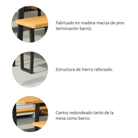 Conjunto de Mesa con dos Bancos Georgia