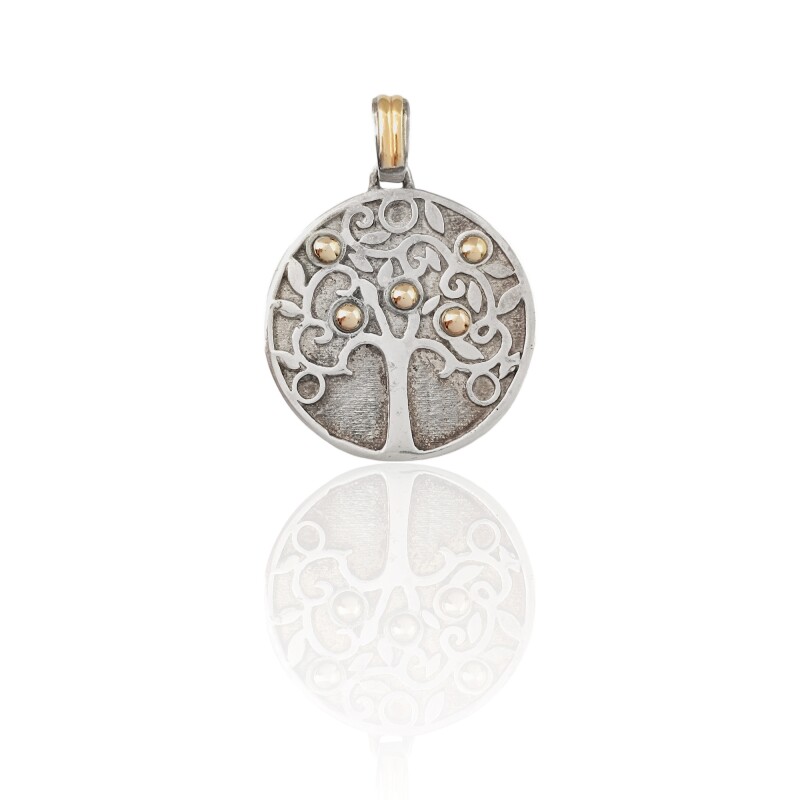 Dije Medalla Árbol de la vida-Plata y oro- Sin piedra- CP5013 Sinpiedra