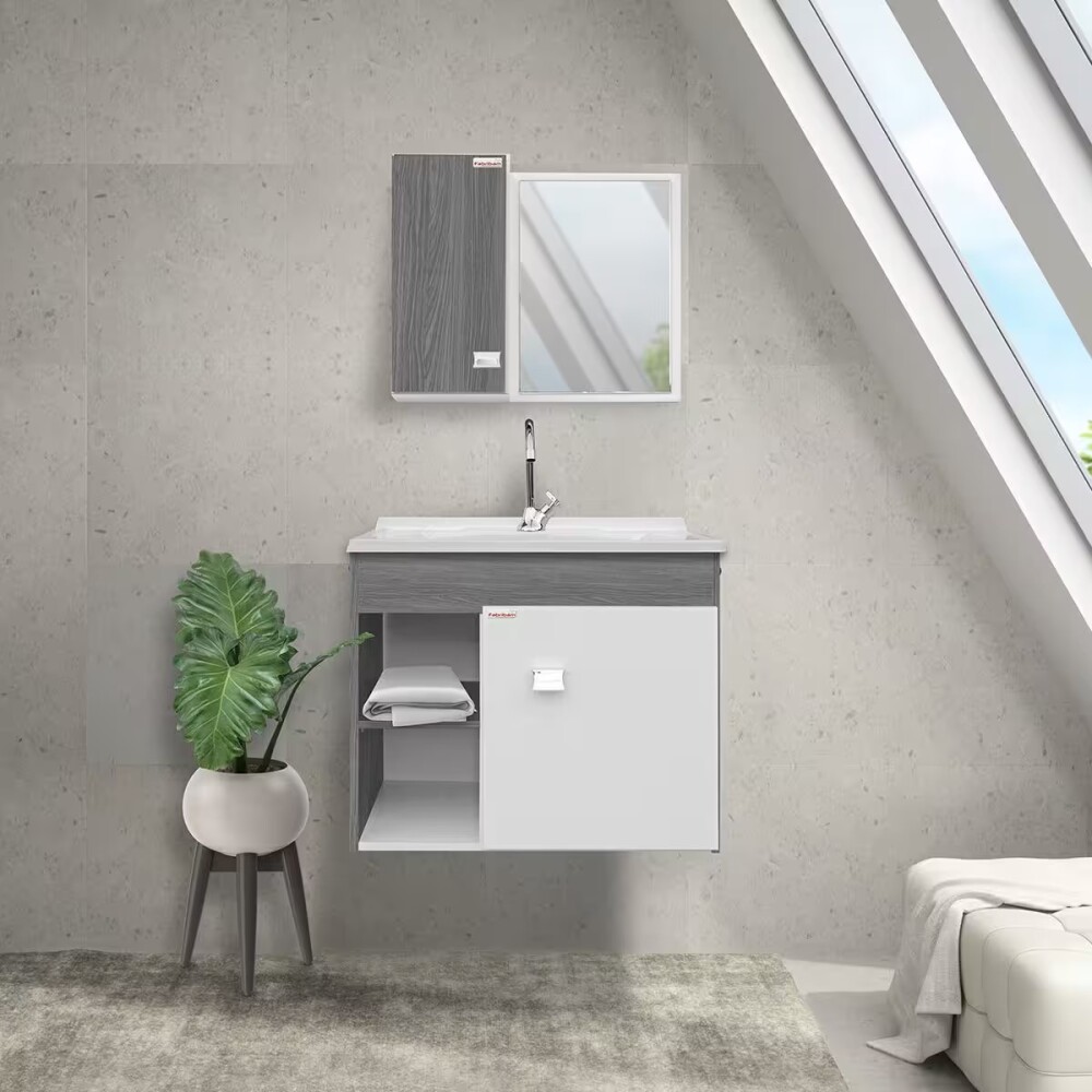 Mueble de baño suspendido Sophia Etna 60cm bacha de resina natural y espejo con botiquín Mueble De Baño Suspendido Sophia Etna 60cm Bacha De Resina Natural Y Espejo Con Botiquín