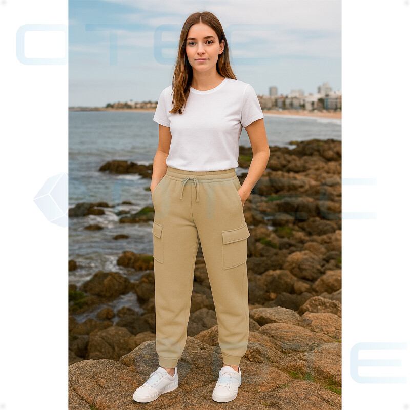 Pantalón Jogging Para Dama Deportivo Talla M-L Caqui