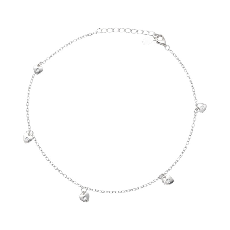 Tobillera force - Dijes corazón con zirconias - Plata 925 - con zirconias - TO3005 conpiedra