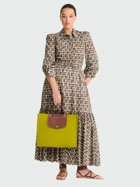 Longchamp - Bolso tote con solapa y botón a presión, Cabas Pistacho