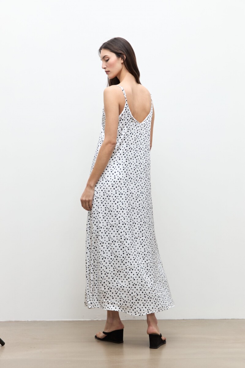 Vestido estampa lunares crudo