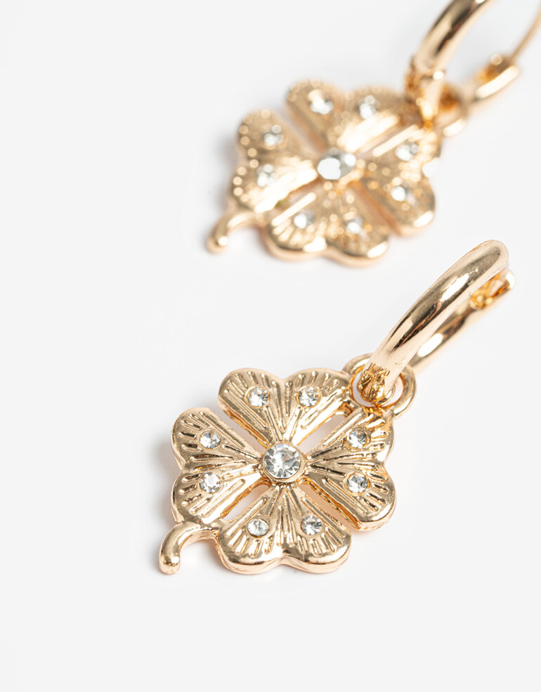 Aros Argollas Lucky charm Argollas Trébol Lucky - Dorado