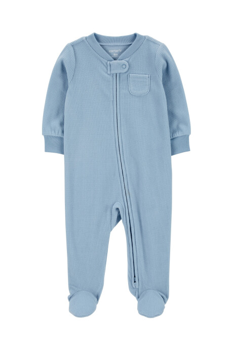 Pijama una pieza de poliéster, con pie, celeste Sin color