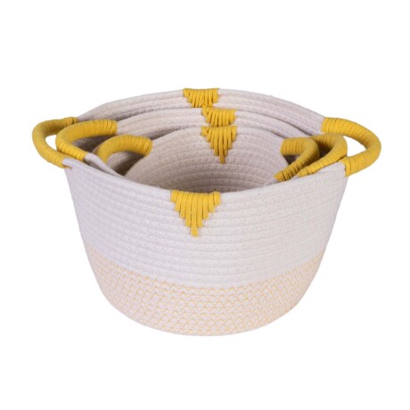 SET DE 3 CESTOS ALGODON AMARILLO B387
