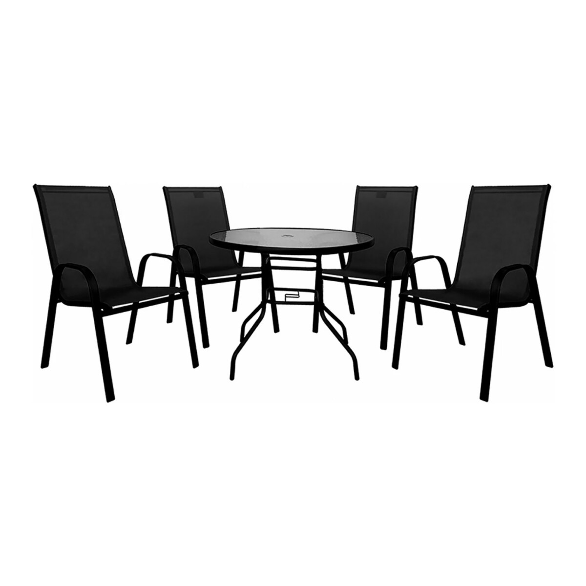 SET DE JARDIN - ACERO-Y-TEXTILINA NEGRO MINORI 