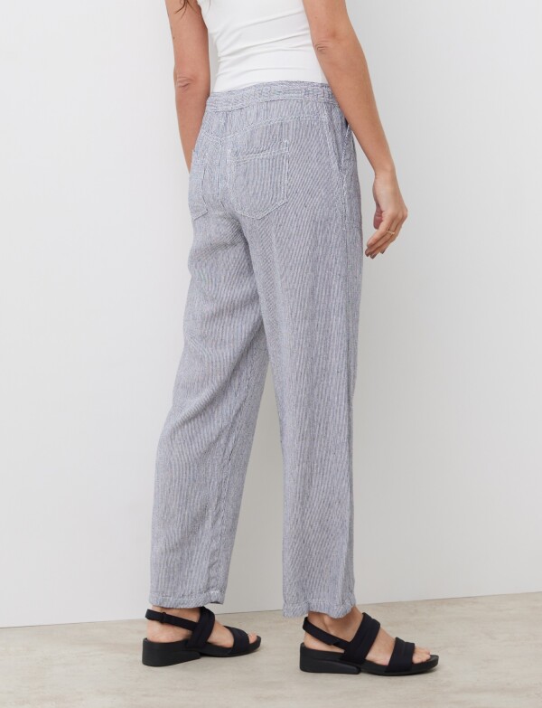 Pantalon Lino BLANCO/AZUL