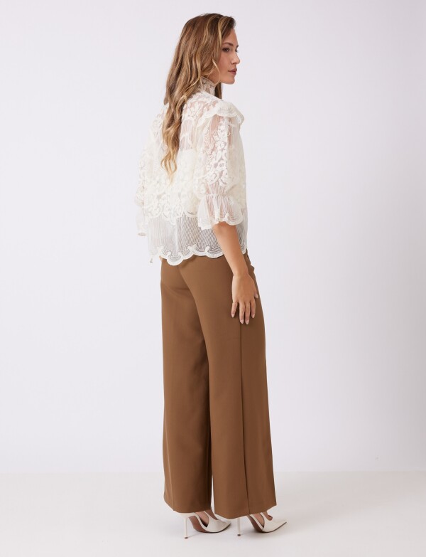 Blusa Tul Bordado BEIGE CLARO