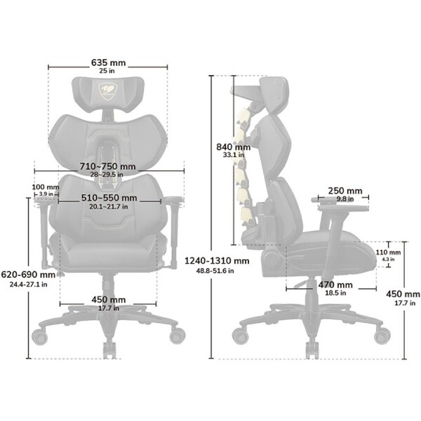 Silla Gamer Cougar Terminator Elite 130kg Ergonomica NEGRO