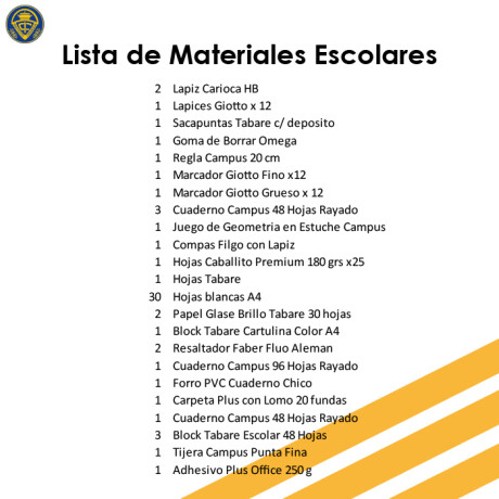 Lista de Materiales Escolares Instituto Crandon - 3º Escuela PO/PI Lista de Materiales Escolares Instituto Crandon - 3º Escuela PO/PI
