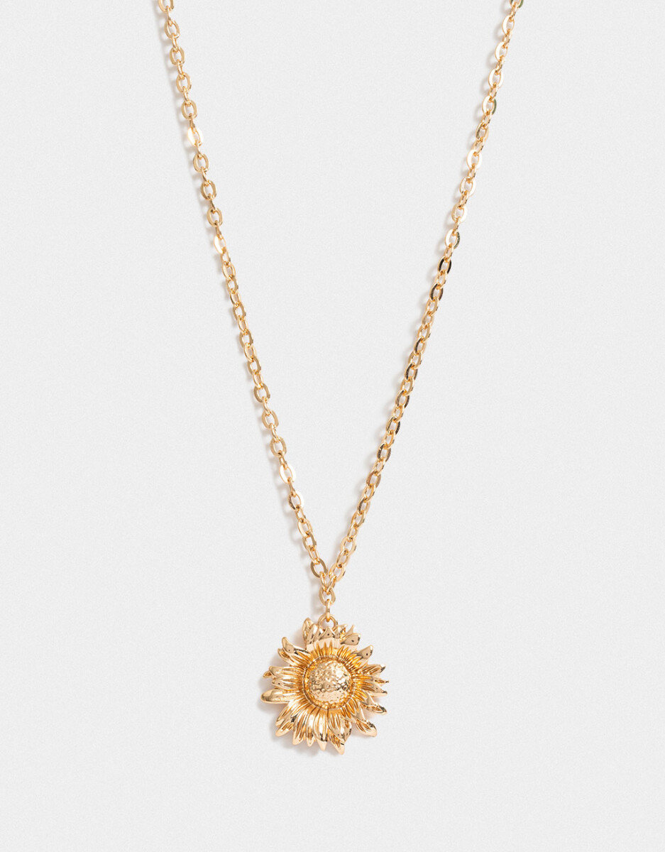 Collar Largo De Cadena Con Flor 